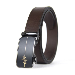 Kožený opasok s automatickou prackou PULSE - Tmavo hnedá
