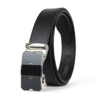 Kožený opasok s automatickou prackou SILVER GLASS - Čierna