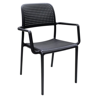 Stohovateľná stolička, čierny plast, DENTON NEW