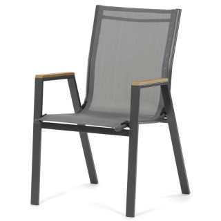 Záhradná stolička, kov, sieťovina, sivá, AZC-S1050 GREY