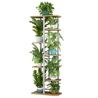 Stojan na kvety, kov biely, DTD dub sonoma, LEDOR TYP 3