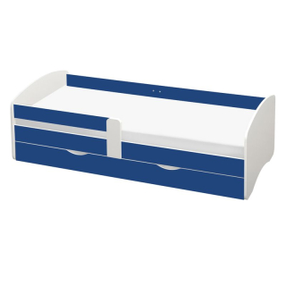 Posteľ, 90x200, s roštom, biela, modrá, COCOLINO