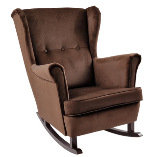 Hojdacie kreslo, ušiak, drevo orech, hnedá látka, TEJA