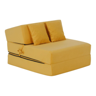 Skladací matrac/kreslo, 2v1, žltá, PELOS