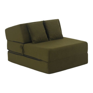 Skladací matrac/kreslo, 2v1, olivová, PELOS