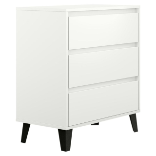 Komoda, 70cm, 3-zásuvková, biela, BOGAN 3S70