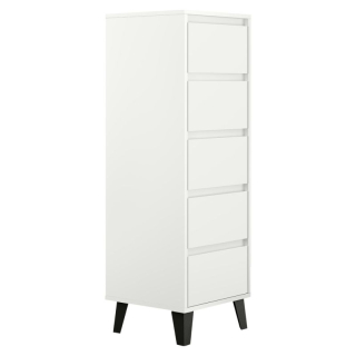 Komoda, 40cm, 5-zásuvková, biela, BOGAN 5S40