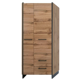 Skriňa, 82cm, kombinovaná, dub wotan, čierna, AMONI 2D2S