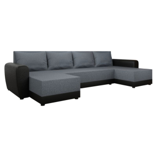 Univerzálna sedacia súprava, ekokoža čierna, látka sivá, DAKAR NEW U