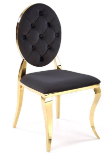 Jedálenská stolička, čierna látka, nohy gold chróm zlatý, K-556