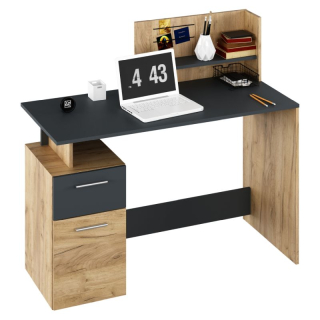 PC stôl, 121x55cm, dub artisan, grafit, PLATON NEW