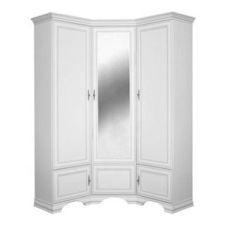 Rohová skriňa, 136cm, kombinovaná, alpská biela, zrkadlo, KENTAK SZFN5D