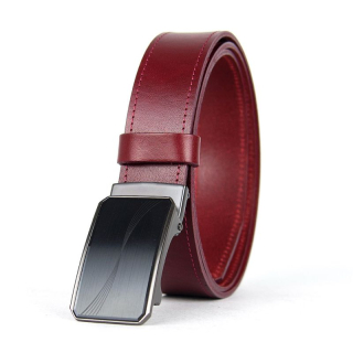 Luxusný kožený opasok s brzdou, šírka 3.5cm – WAVY, bordová