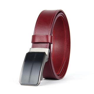 Luxusný kožený opasok s brzdou, šírka 3.5cm – STREAK, bordová