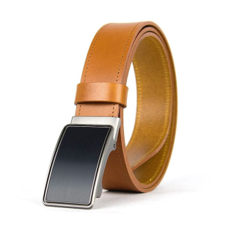 Luxusný kožený opasok s brzdou, šírka 3.5cm – GENTEEL, koňaková