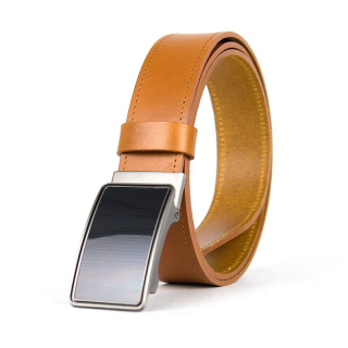 Luxusný kožený opasok s brzdou, šírka 3.5cm – VISION, koňaková