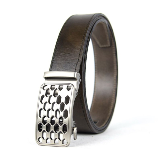 Kožený opasok s automatickou prackou NICKEL CHAIN, olivová