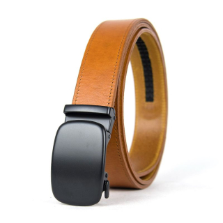 Kožený opasok s automatickou prackou BLACK STANDARD, koňaková