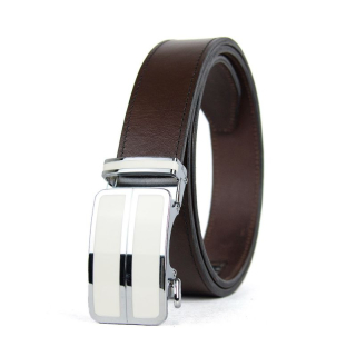 Kožený opasok s automatickou prackou IVORY DOUBLE, tmavo hnedá