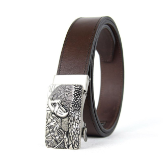 Kožený opasok s automatickou prackou OLD SILVER EAGLE, tmavo hnedá