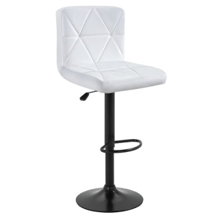 Barová stolička, ekokoža biela, noha čierna, SELEST