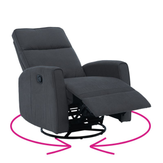 Relaxačné, otočné, polohovacie kreslo, sivá látka, MEKENZI