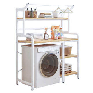 Regál nad práčku, 90cm, dub natural, biely, DARBY