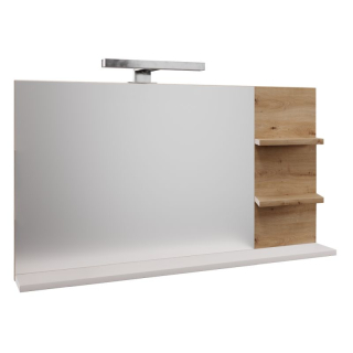 Zrkadlo s LED osvetlením, 75cm, biele, dub artisan, CUBO CUB04