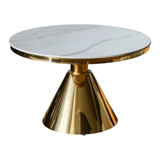 Konferenčný stolík, 80x80cm, zlatý, biely mramor, GREIS TYP 2