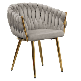 Jedálenské kreslo, sivohnedá Taupe Velvet látka, nohy gold chróm zlatý, DEILA