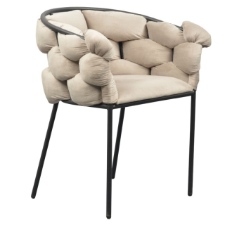 Jedálenské kreslo, sivohnedá Taupe Velvet látka, nohy kov čierny, DOROTA