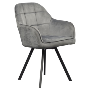 Otočné jedálenské kreslo, tmavosivá Velvet látka, kov čierny, SAMANTA