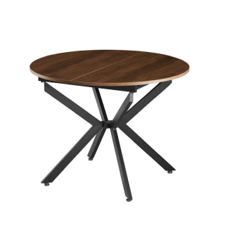 Jedálenský stôl, okrúhly, 100cm, rozkladací, MDF, dub tmavý, čierny, ABERO TYP 1