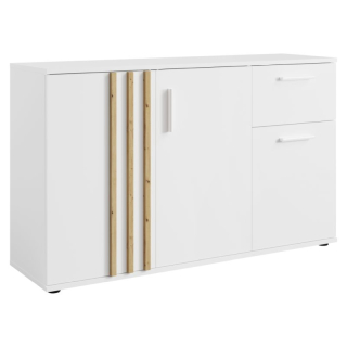 Komoda, 120cm, kombinovaná, biela, dub artisan, TOLIS TYP 2 3D1S