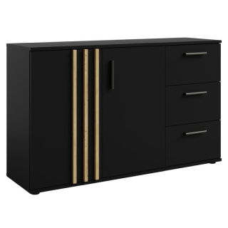 Komoda, 120cm, kombinovaná, čierna, dub artisan, TOLIS TYP 3 2D3S