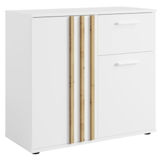 Komoda, 80cm, kombinovaná, biela, dub artisan, TOLIS TYP 4 2D1S