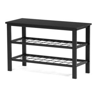 Botník, 81cm, 2 police, čierny, ABO-W2015 BK