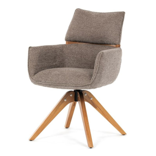 Jedálenská stolička, otočná, hnedá, látka, DCH-D1348 LAN2