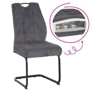 Jedálenská stolička, sivá látka, nohy kov čierny, KELMA