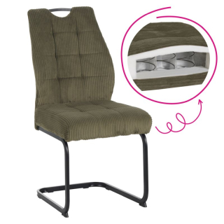 Jedálenská stolička, zelená látka, nohy kov čierny, KELMA