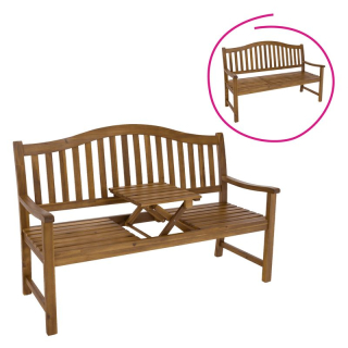 Záhradná lavička, so stolíkom, 150cm, masív, akáciové drevo, TAIMA