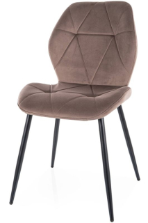 Jedálenská stolička, cappuccino látka, nohy kov čierny, RICK VELVET
