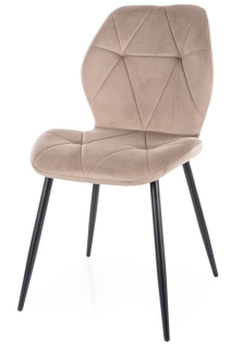 Jedálenská stolička, tmavobéžová látka, nohy kov čierny, RICK VELVET