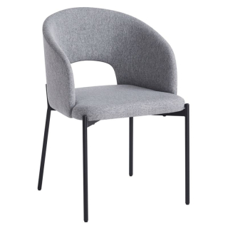 Jedálenská stolička, sivá látka, nohy kov čierny, LONKA