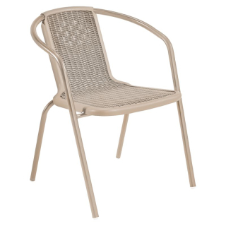 Záhradná stohovateľná stolička, champagne plast a kov, FRENY