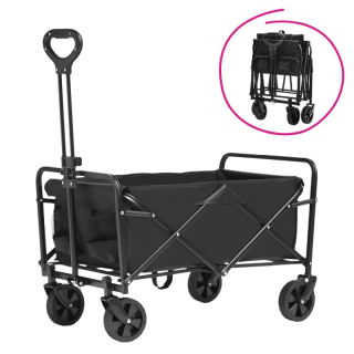 Záhradný vozík, skladací, čierny, KARIL