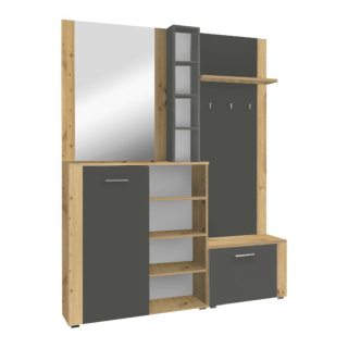 Predsieňová zostava, 150cm, dub artisan, grafit, FANDU