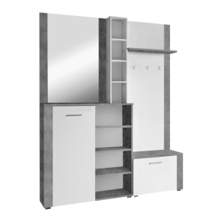 Predsieňová zostava, 150cm, biela, betón, FANDU