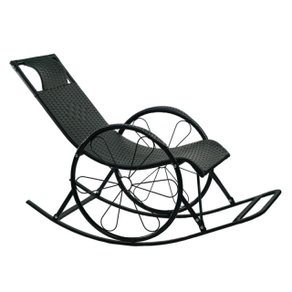 Hojdacie kreslo, kov čierny, čierny umelý ratan, ROKIN