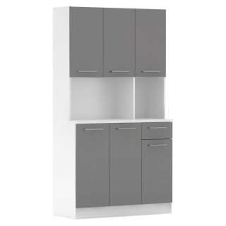 Šesťdverový kredenc, 100cm, biely, grafit, PELION NEW